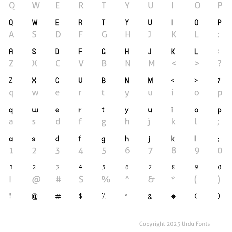 Character Map of AA Sameer Almas Regular