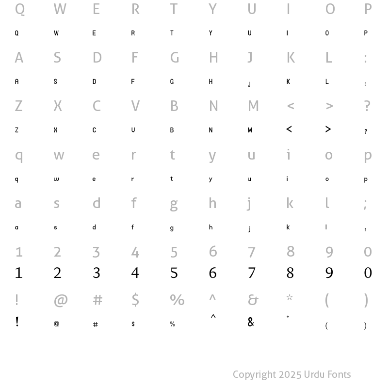 Character Map of alqalam AlQalam Ferdaos