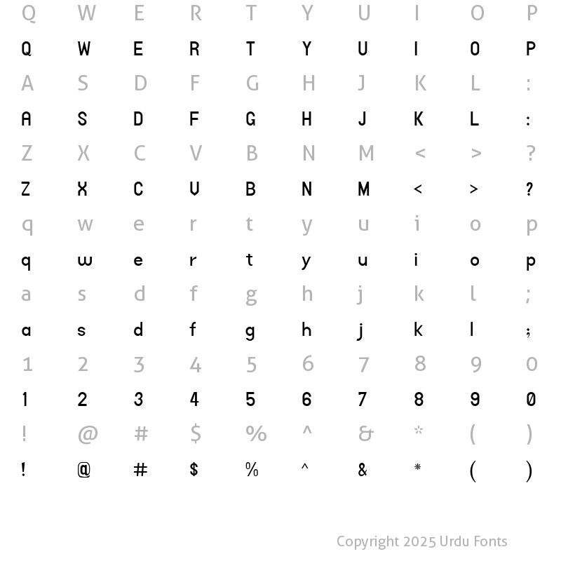 Character Map of AlQalam Fahad Regular