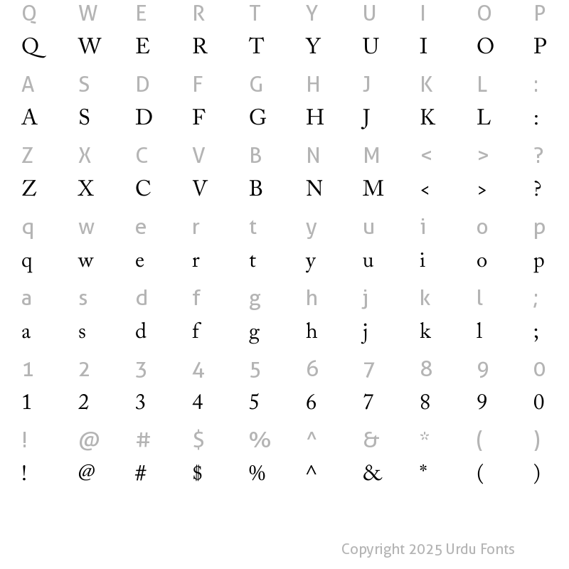 Character Map of AlQalam Hassan Regular