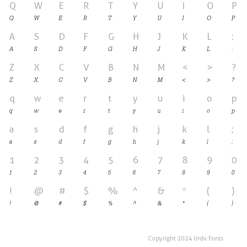 Character Map of DilleniaUPC Italic