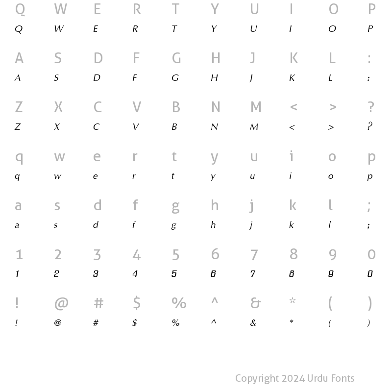 Character Map of IrisUPC Italic